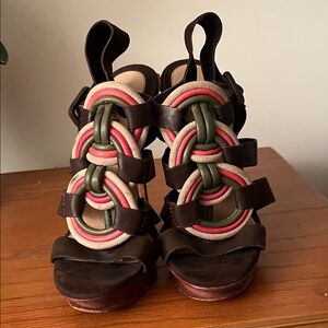 Brown and Multi Strappy Women's Sandals
